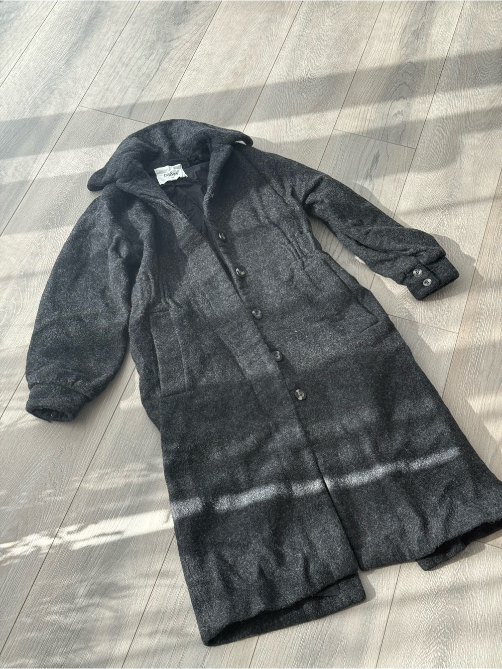 ba&sh Dark Charcoal Wool-Blend Long Trench Coat